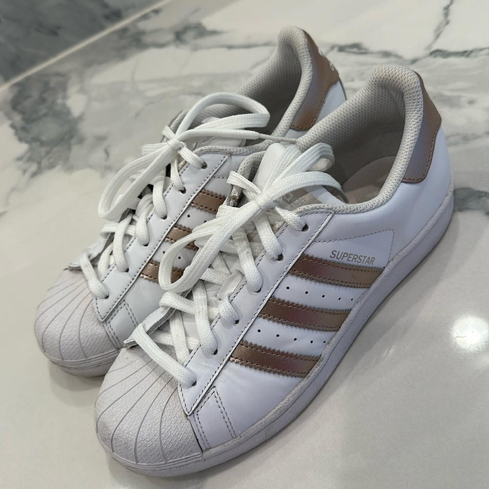 Adidas Superstar Rose Gold 3 stripe sneakers